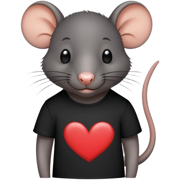 All black rat with "stevie ❤️" on his T shirt emoji