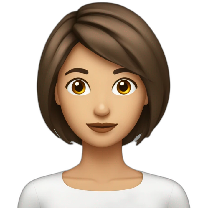 Mujer, 35 años, pelo color marrón, corte carre largo y flequillo con línea al medio emoji