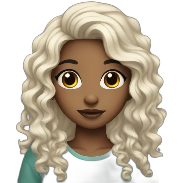 Black haired girl with wavy hair cute and aesthetic emoji