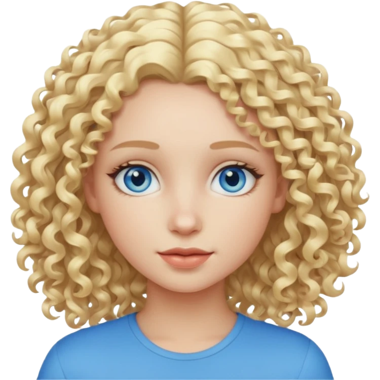Cool blond curly girl blue eyes. Cooler color blond hair emoji