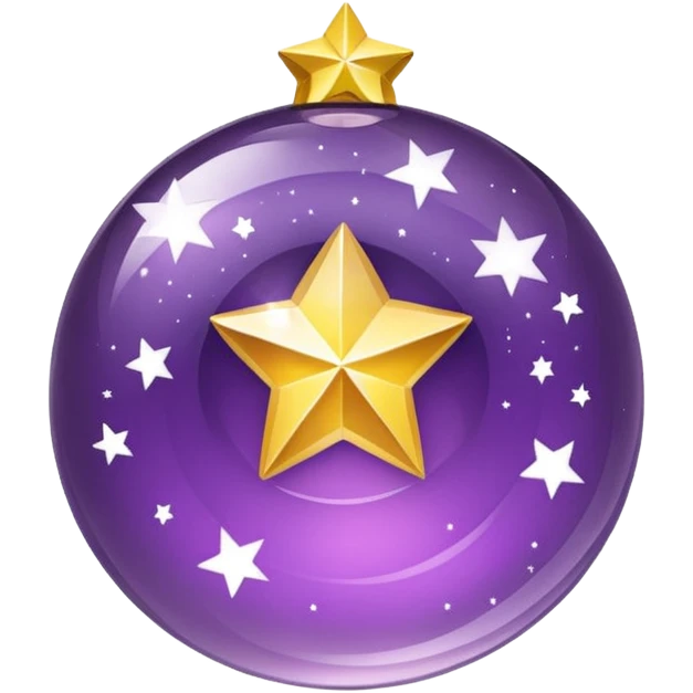 Bola de cristal roxa com estrela no centro dourada brilhante dentro emoji
