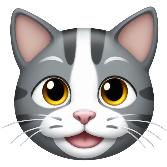 Grey cat with white mouth smiling no white on forehead emoji