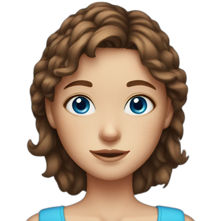 girl with blue eyes with brown hair and with freckles emoji