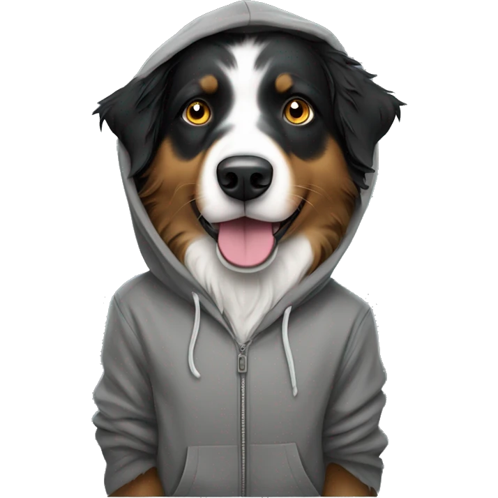 Black face Australian shepherd in a hoodie emoji