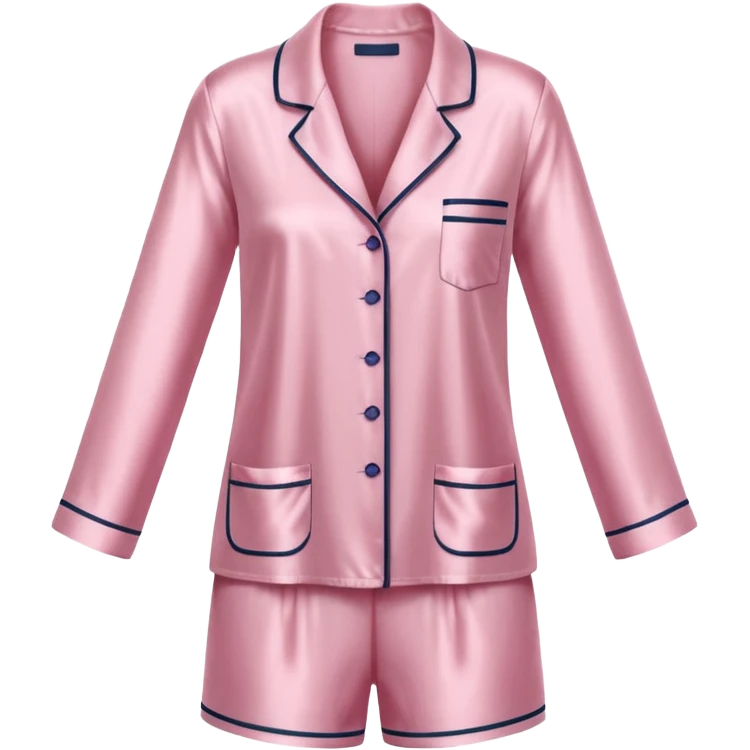 Soft pink silk pajamas folded neatly, minimal and elegant emoji