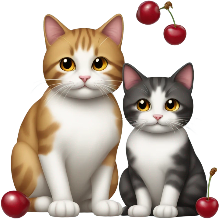 two cat and cherry emoji