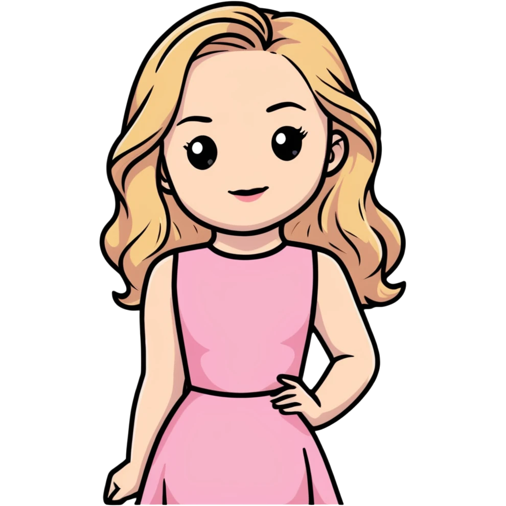 Sabrina Carpenter blonde singer in her Short n' Sweet era, pink dress and glamorous emoji