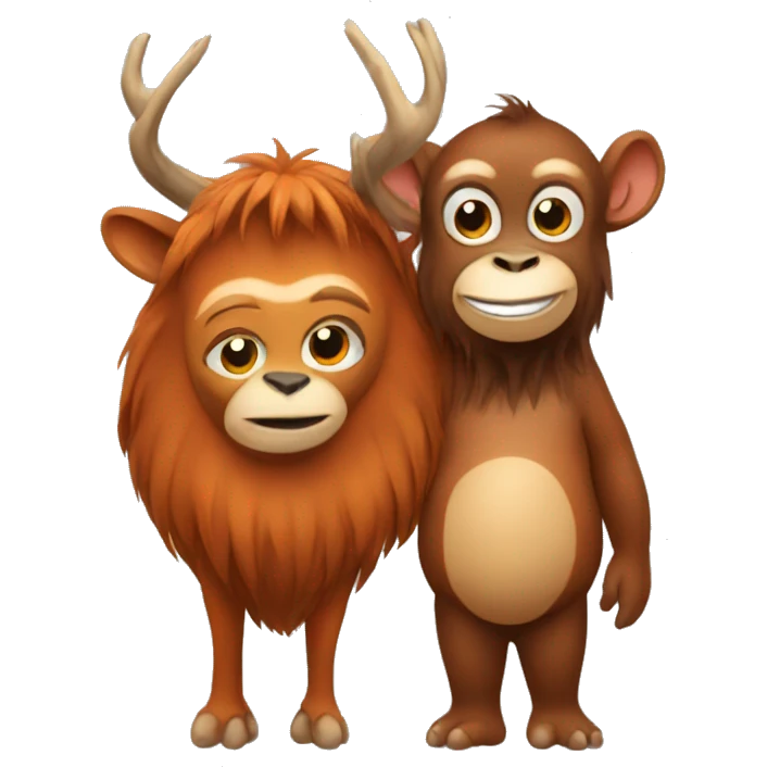 deer and orangutan in love  emoji