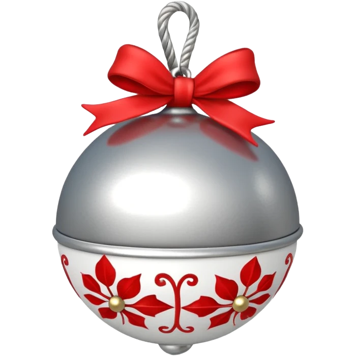 cute sleigh bell with red and white rope and floral decoratons emoji