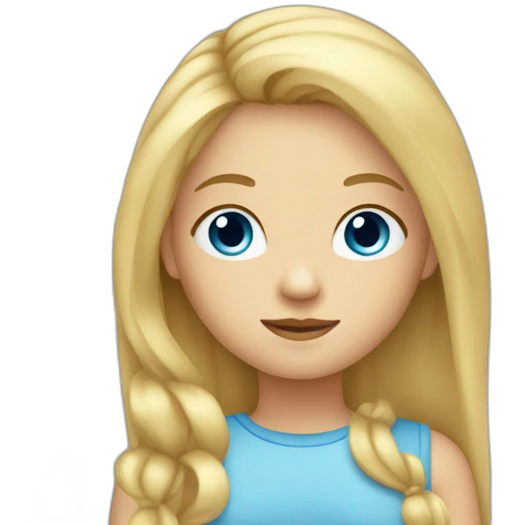 Girl-with-half-long-blond-hair-with-blue-eyes emoji