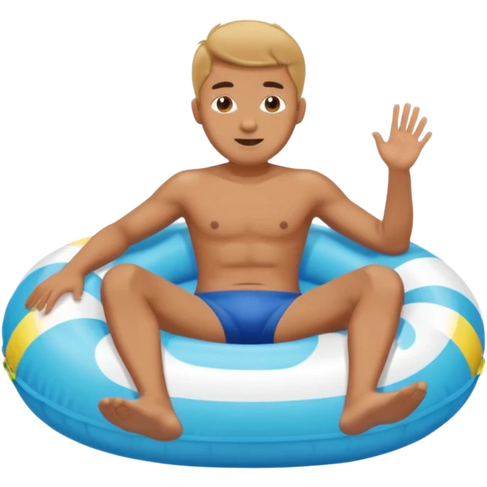 a man floatin on water while sitting on a tube emoji