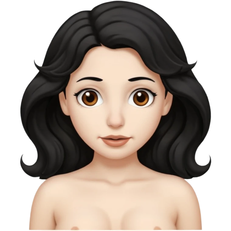 White skin Black wavy hair brown eyes big nose naked boobs emoji