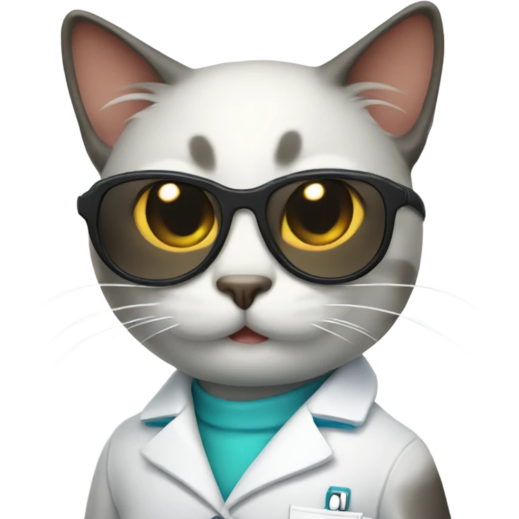 smiling doctor cat wearing black sunglasses emoji