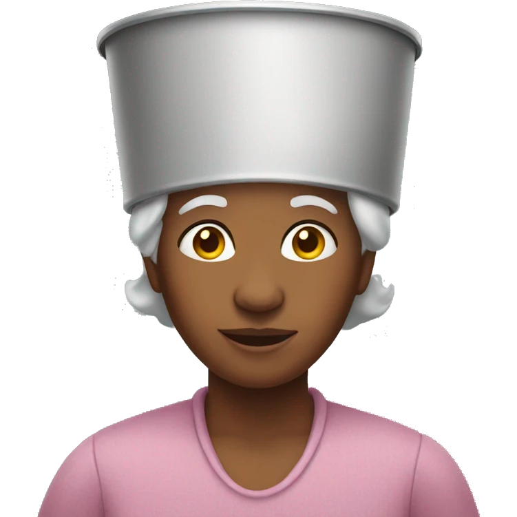 Grandma with bucket on her head emoji