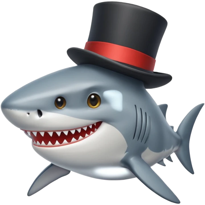 Shark with a top hat emoji