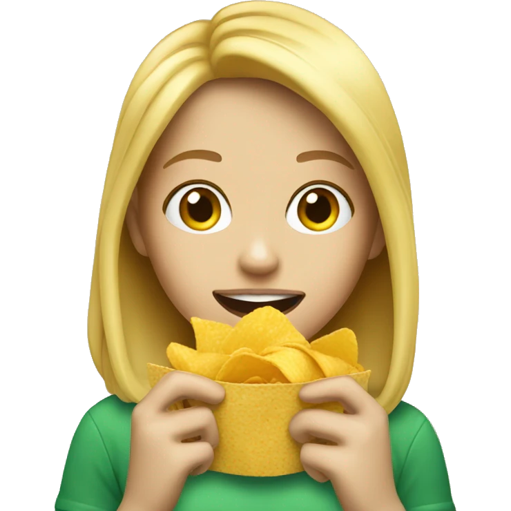 Blonde girl eating crisps emoji