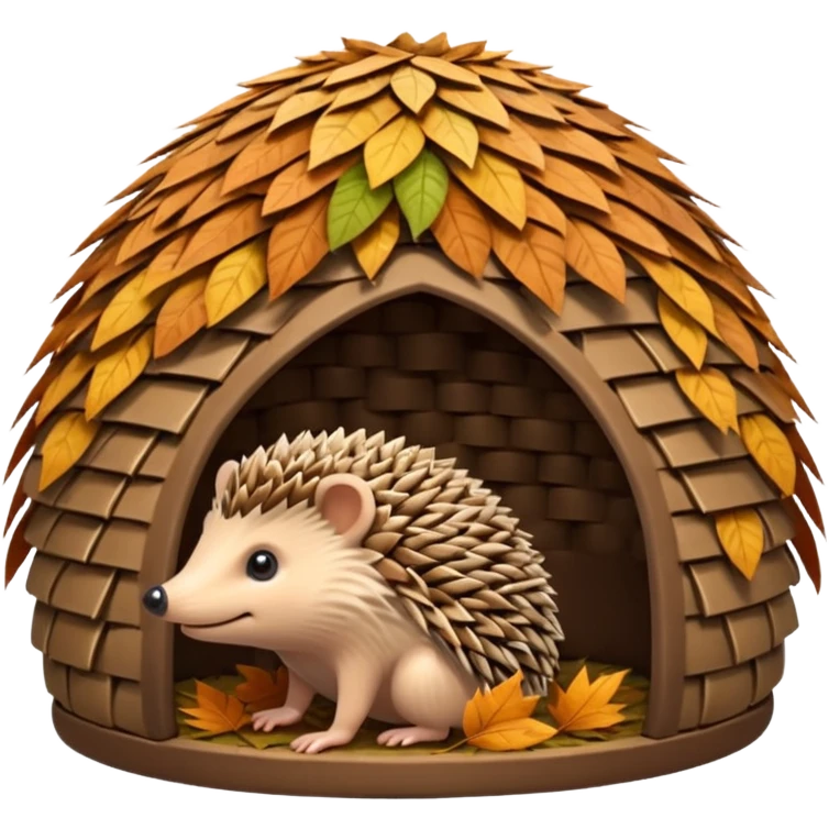 Hedgehog hut made of leaves emoji