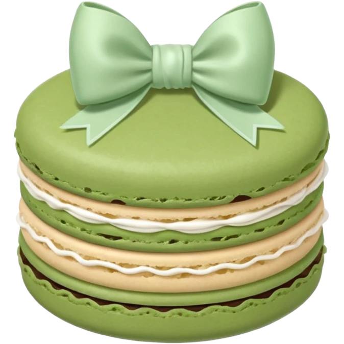 sage green macaron with white bow emoji