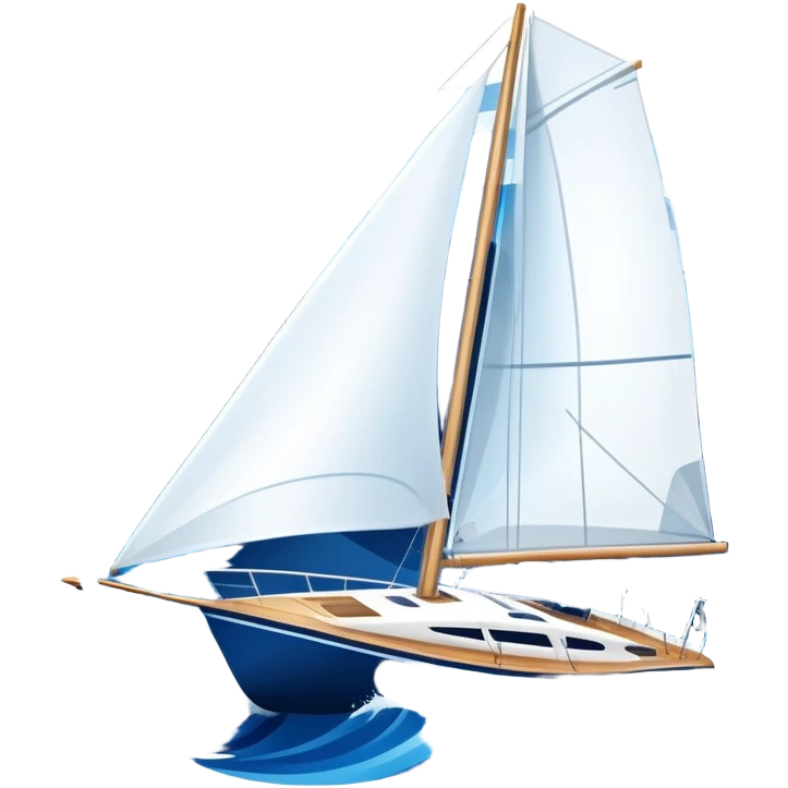 An icon featuring a sleek sailboat with billowing sails cutting through the waves. The design includes the boat's mast, a wind-filled sail, and water splashes, symbolizing the thrill and skill of sailing. Transparent background highlights the elegance and power of wind-driven sports. emoji