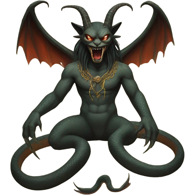 garuda snake demon who resembles a baphomet cat creature with fangs emoji