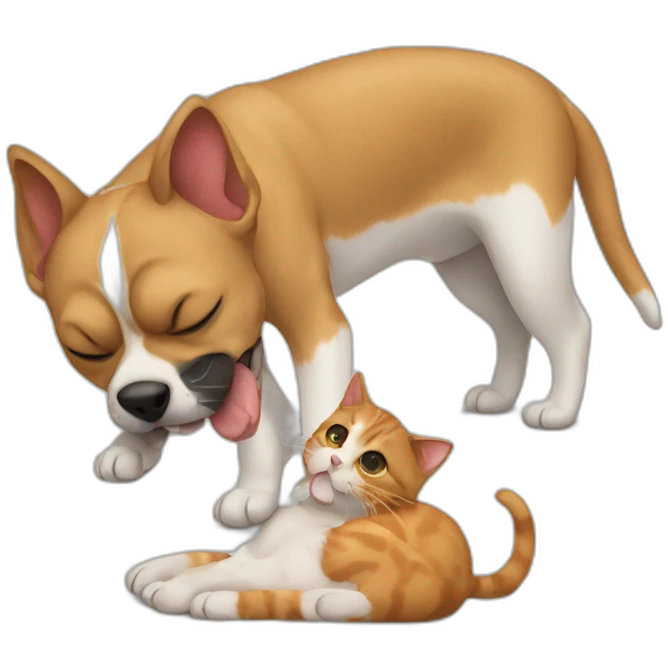 Cat eating a dog emoji