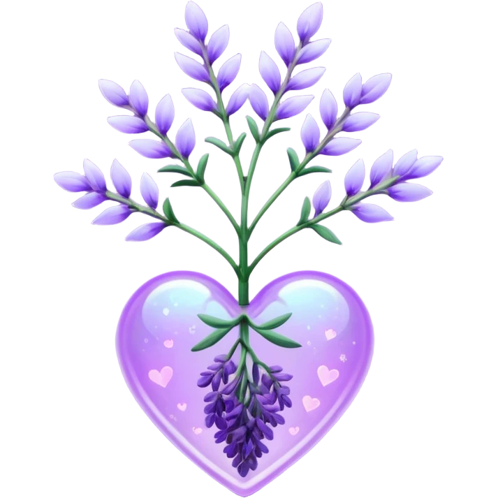 create a holographic lavender plant that wraps around a lavender colored heart emoji