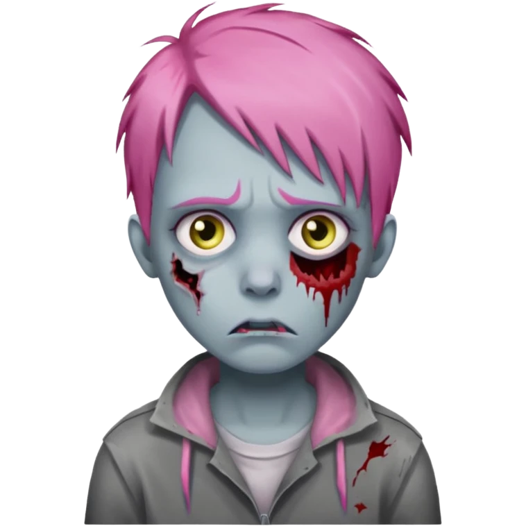 Sad zoombie pink hair emoji