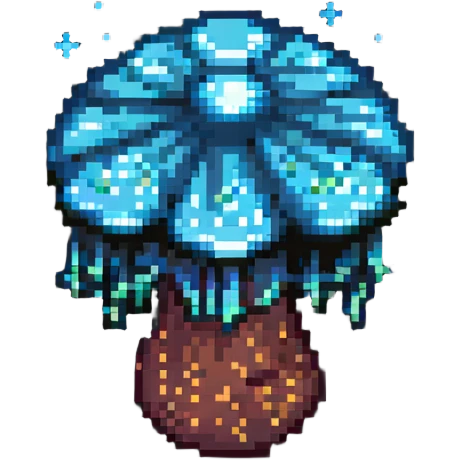 glowing mushroom with sparkles pixel art emoji
