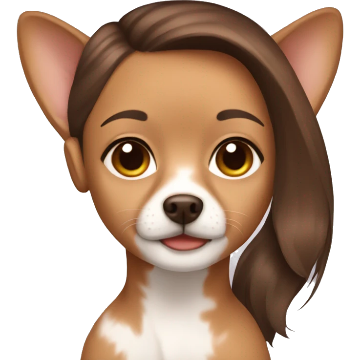 girl brown hair with chihuahua  emoji
