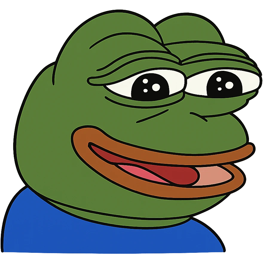 Remove the background, keep only Pepe the Frog smiling with no background, transparent background. emoji