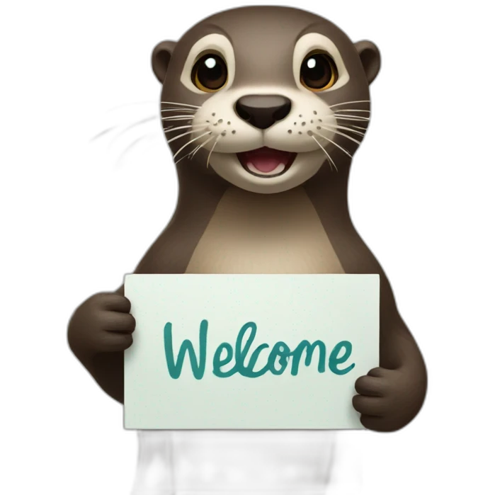 otter holding a sign that says welcome emoji