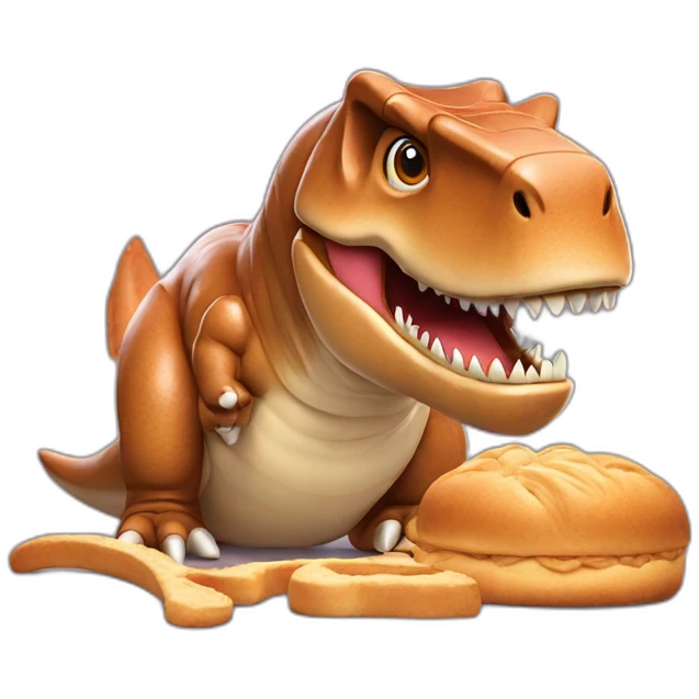t-rex with a brioche emoji
