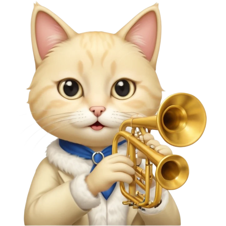 blonde cat play trumpeter, portrait emoji