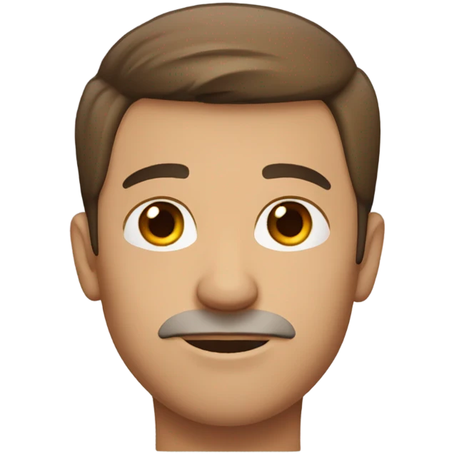 a men with brown short middle part hair, brown eyes  emoji