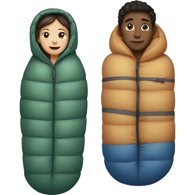 a girl and a boy in a single sleeping bag emoji