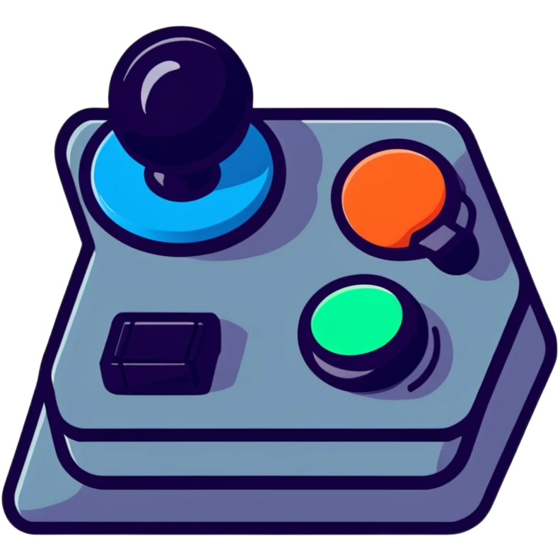 retro 80s joystick with neon colors emoji
