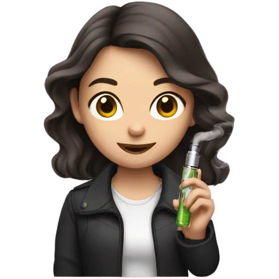 Brunette girl with a vape emoji