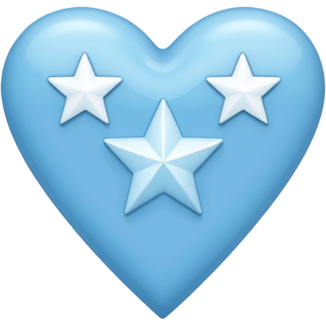 lightblue heart whit 3 stars pointing in the right position emoji