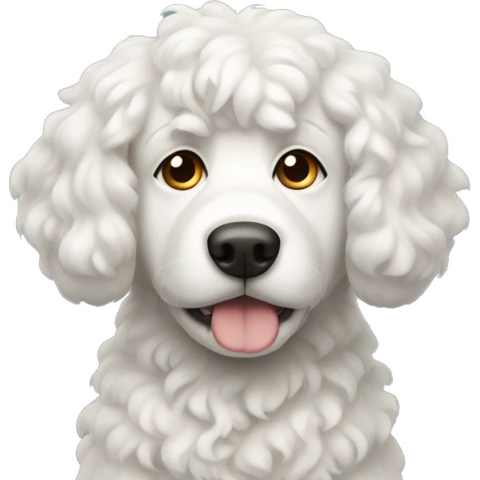 Curly white dog with sad eyes  emoji