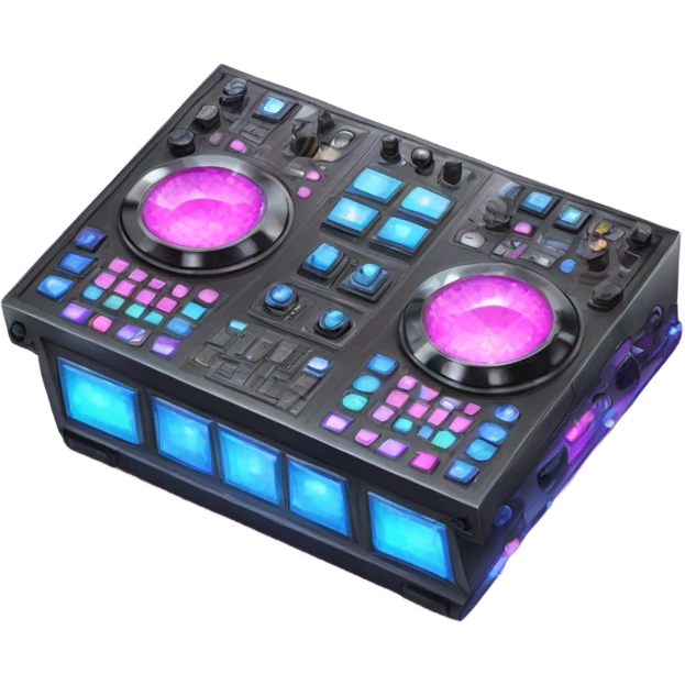 Realistic isolated DJ Sound control board with pink,blue,and purple sparkling diamonds and rhinestones on it. emoji
