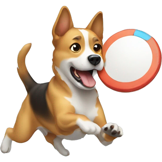 Dog catching a frisbee emoji