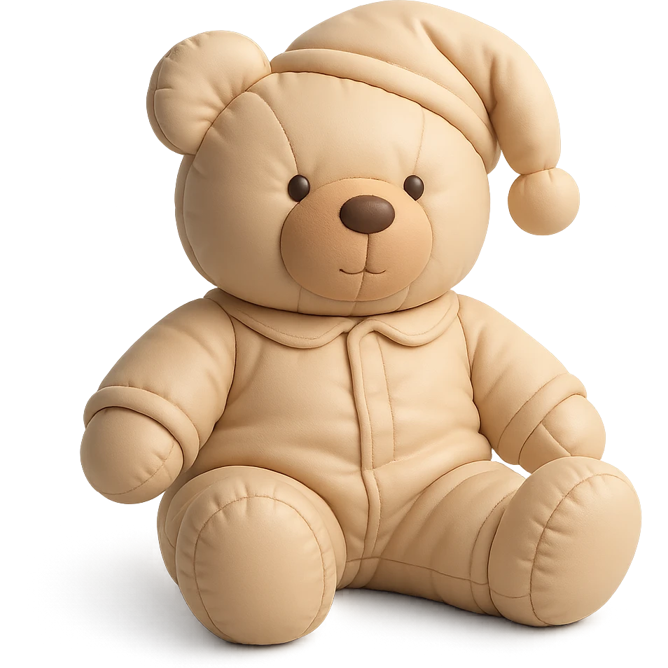 teddy bear wearing soft and cozy pajamas, cushion style emoji