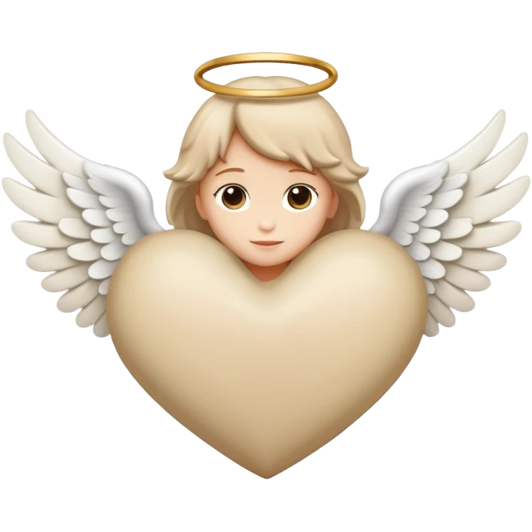beige heart with white angel wings emoji
