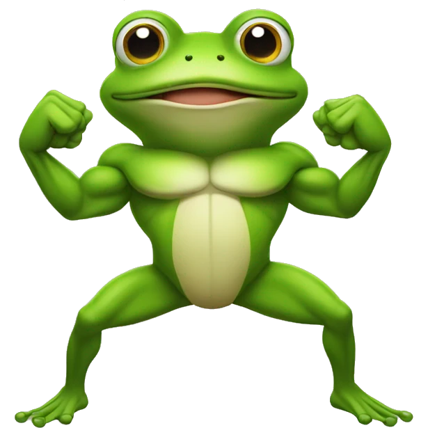 frog flexing muscle emoji
