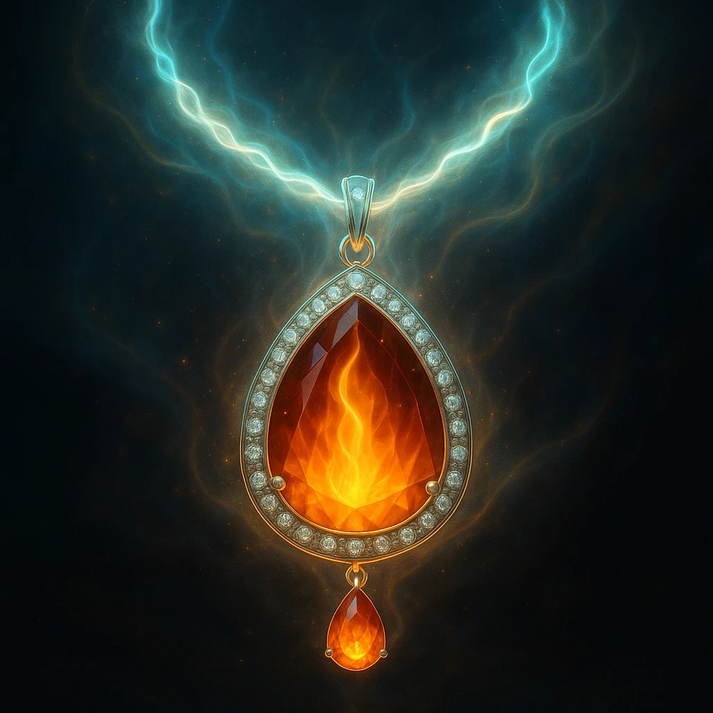 Make the necklace floating and ethereal, with a glowing aura emoji