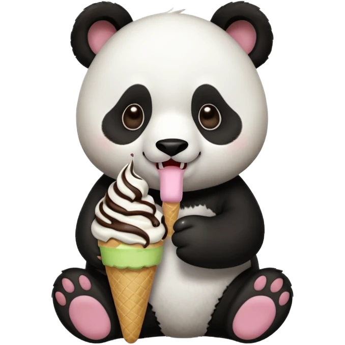 Panda eating ice cream emoji