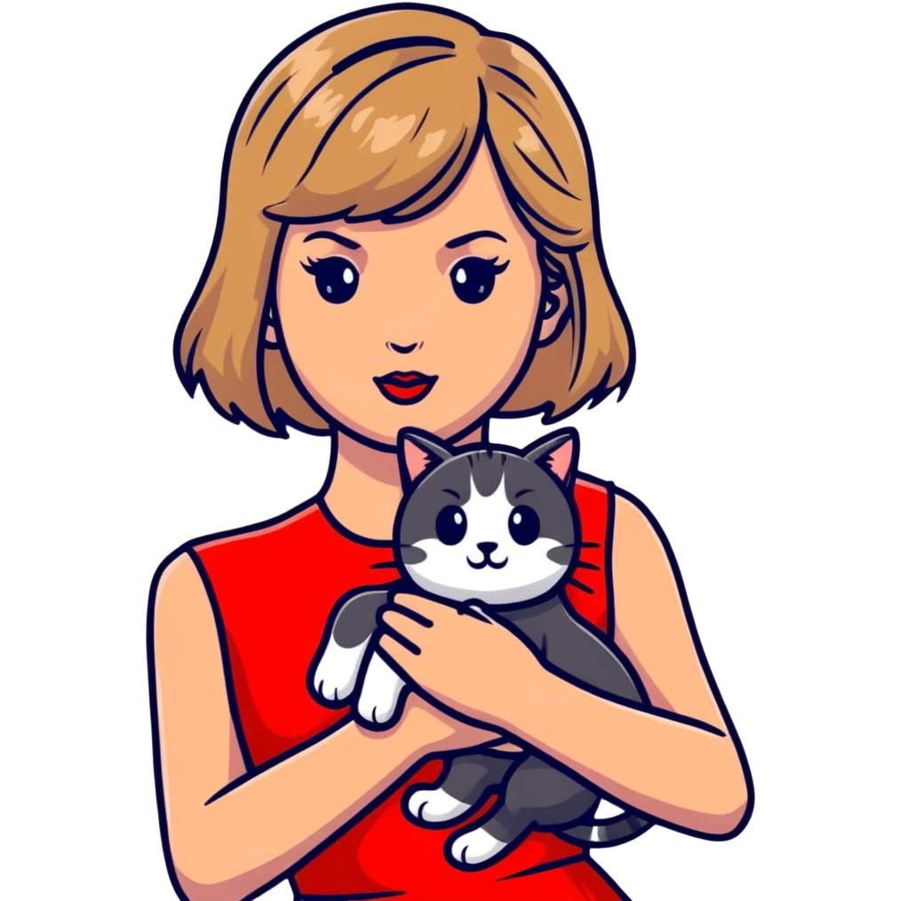 Taylor swift from red with a cat emoji