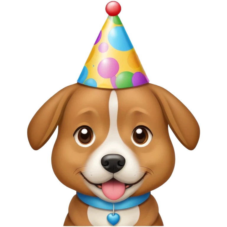 A dog with a birthday party hat emoji