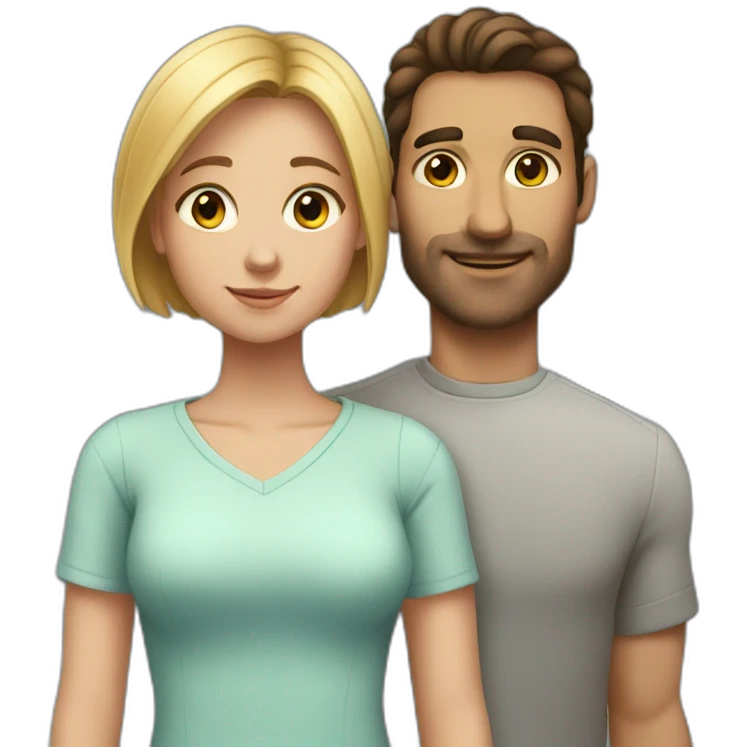 Very short girl with a tall guy emoji