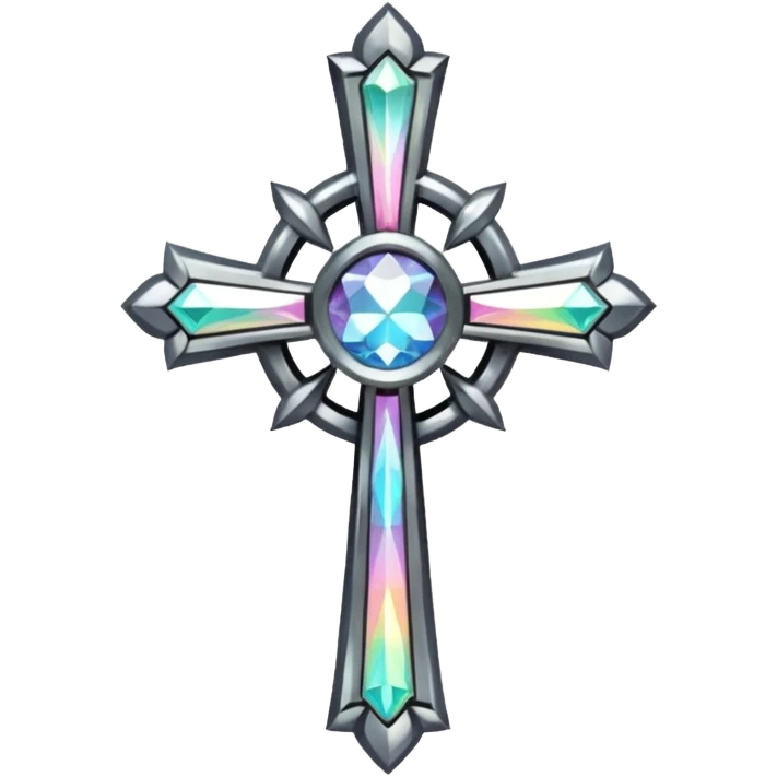Gothic iridescent diamond cross emoji